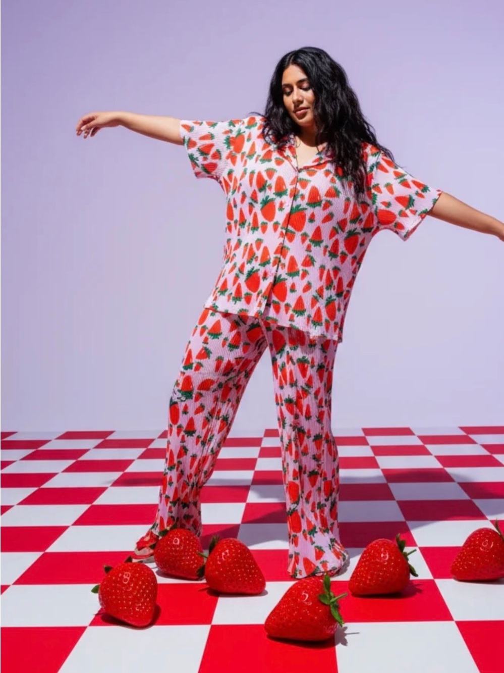 Shop Taby Strawberry Fields Plisse Pant Set
